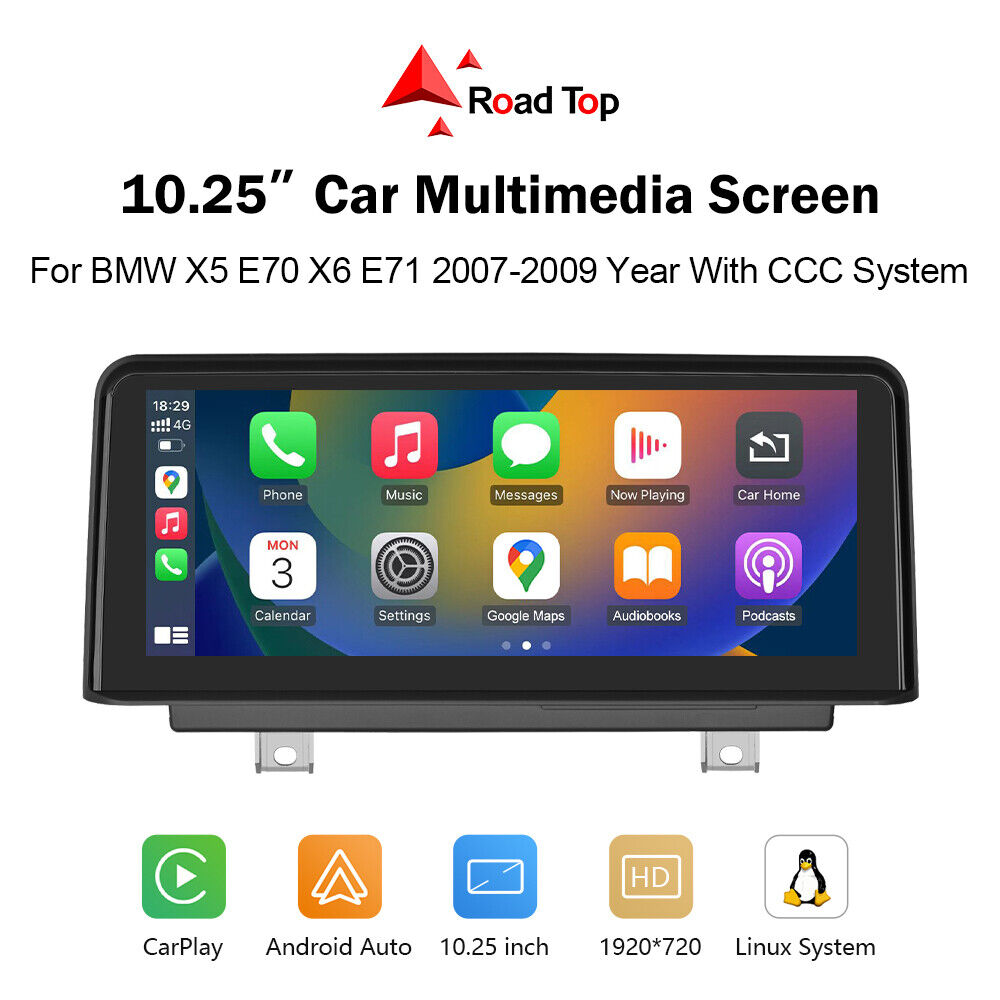 10.25\'\' Android Auto CarPlay Car TouchScreen For BMW X5 E70 X6 E71 CCC 2007-2010