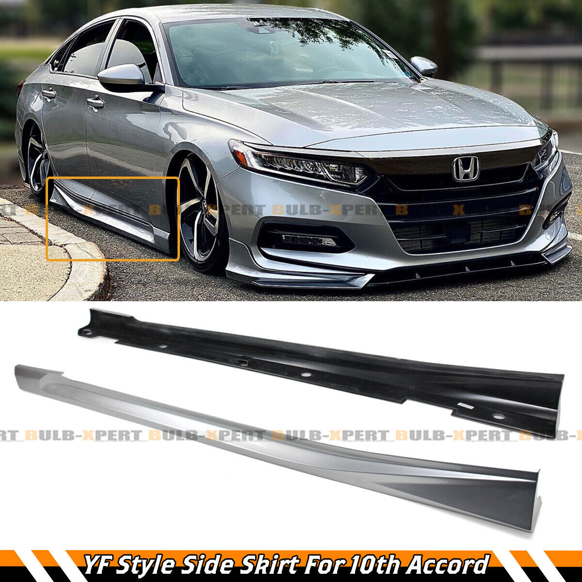 For 2018-22 Honda Accord Painted Lunar Silver Metallic JDM Side Skirt Extensions