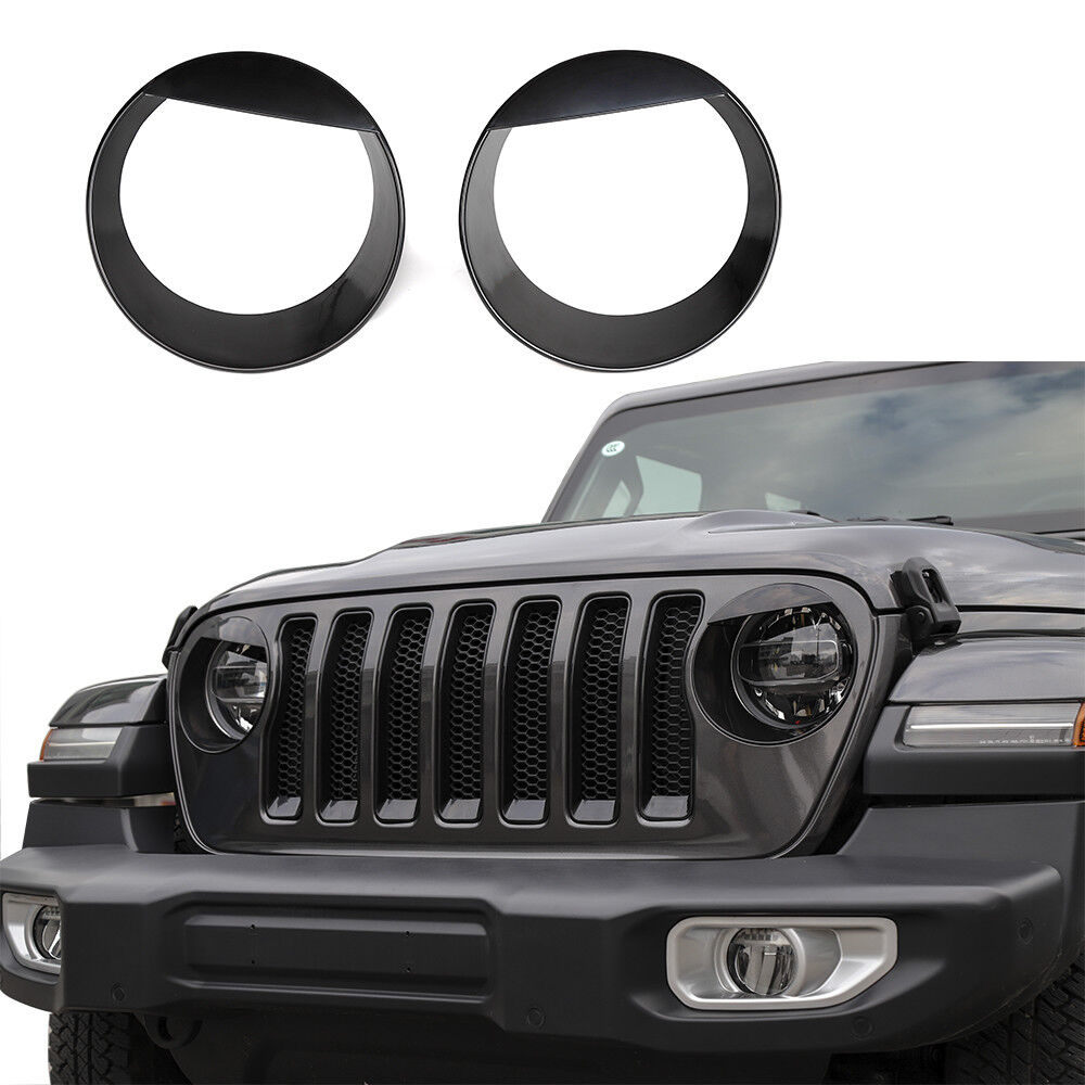 Front Headlight Cover Insert Angry Eye Bezels for Jeep Wrangler JL Sport 2018-20