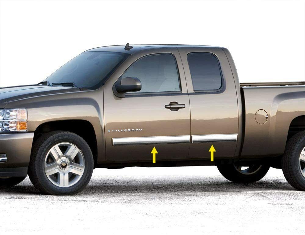 For 09-13 Chevy Silverado Extended Cab Body Side Molding Trim Full 4.25\