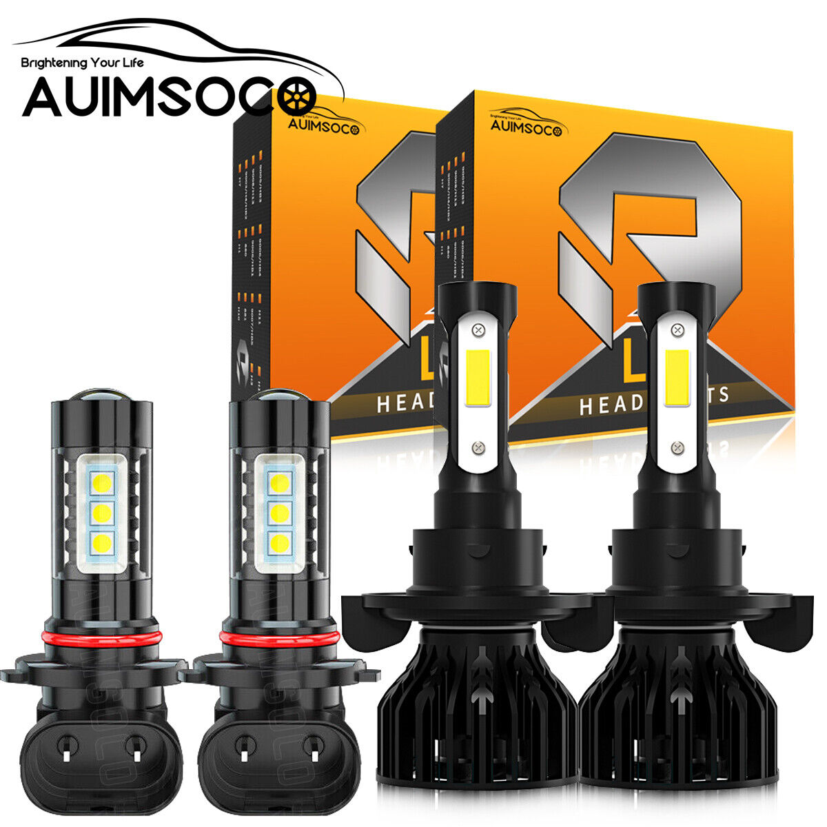 For 2004-2014 F 150 6000K LED Headlamps High/Low Beam + Fog Light Bulbs DRL Kit