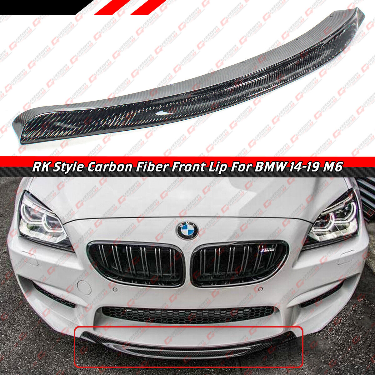 FOR 2014-19 BMW F06 F12 F13 M6 R STYLE CARBON FIBER FRONT BUMPER CENTER CHIN LIP
