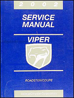 2002 Dodge Viper Shop Manual Original GTS Coupe RT10 Roadster Repair Service