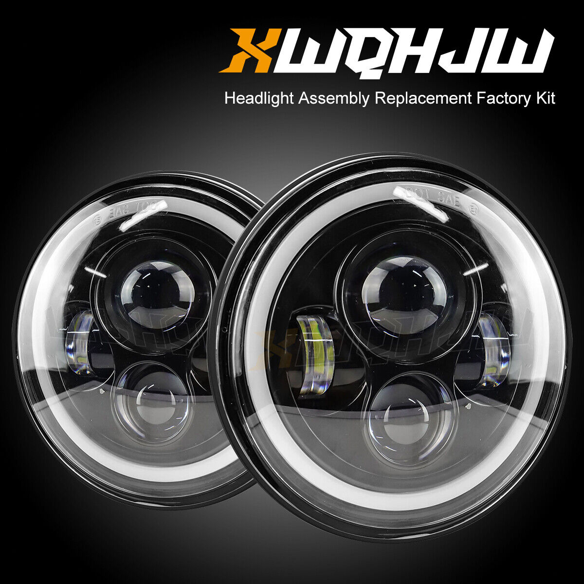 For AC Shelby Cobra 1962-1973 Pair 7 inch Round LED Headlights DRL High+Low Beam