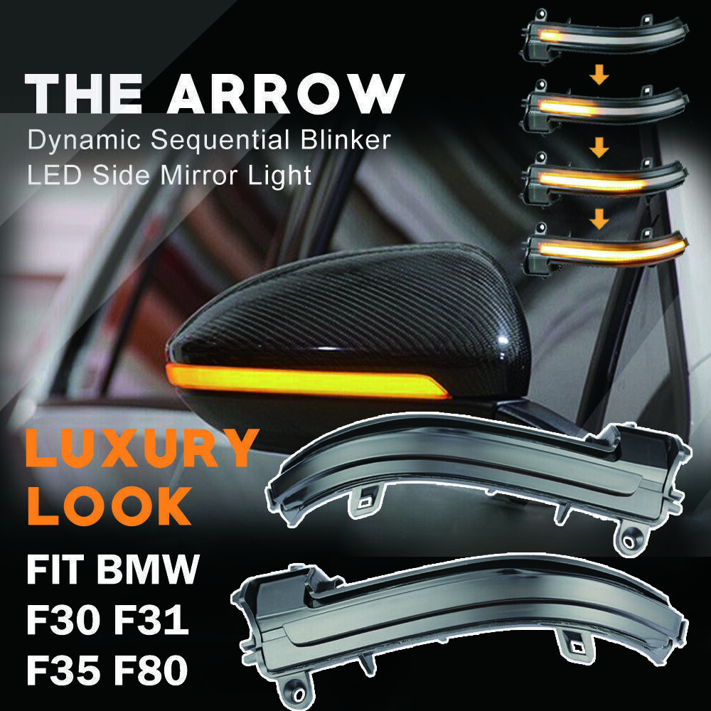 For BMW F30 F31 F35 F80 3er Dynamic Smoked LED Side Mirror Turn Signal Lights