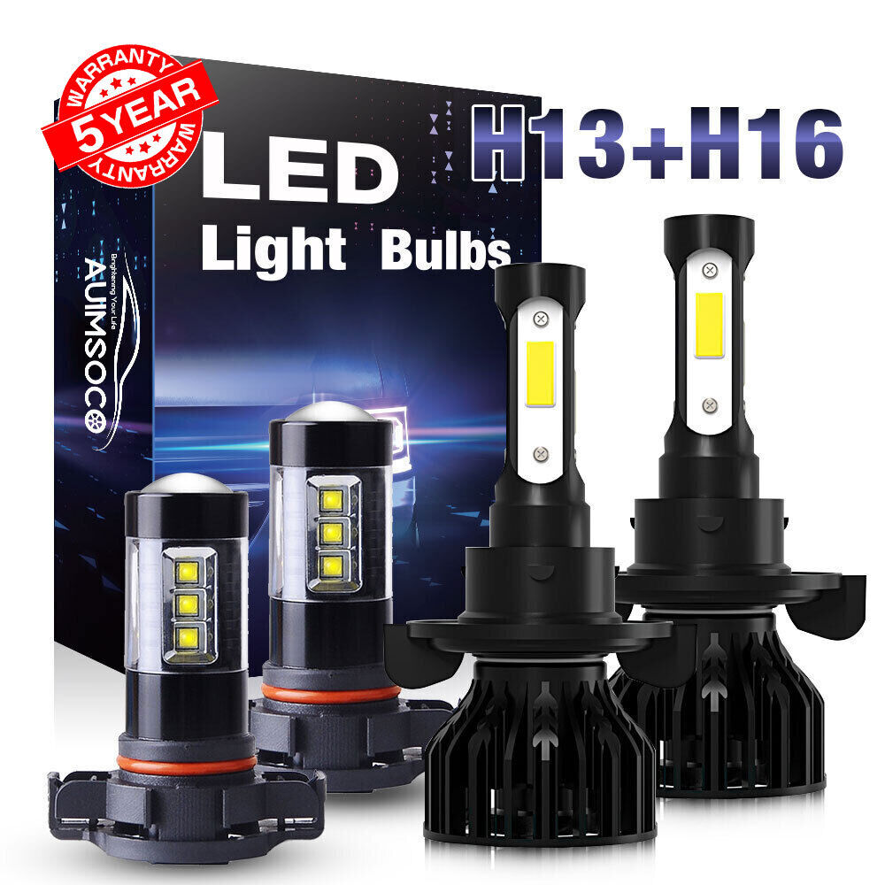 For GMC Yukon 2007 - 2014 White LED Headlights Kit High Low Beam Fog Light Bulbs