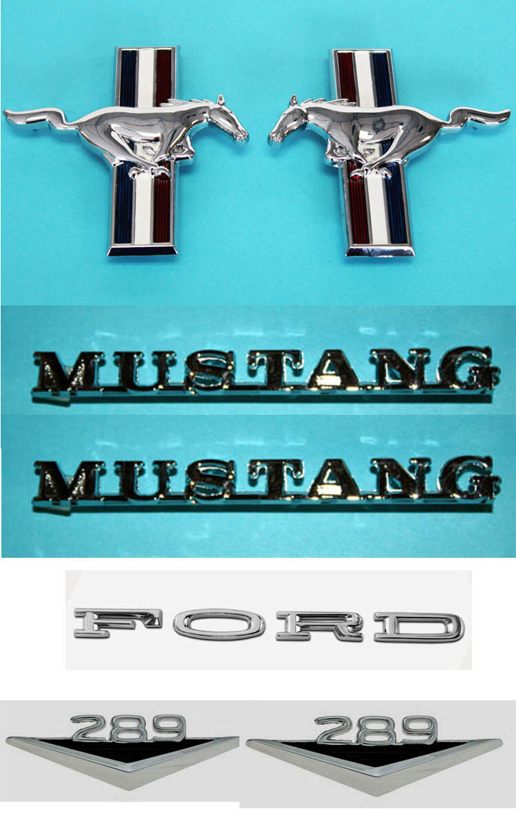 NEW 1965 - 1966 Ford Mustang V8 289 Emblem Kit Running Horse Script and Fenders