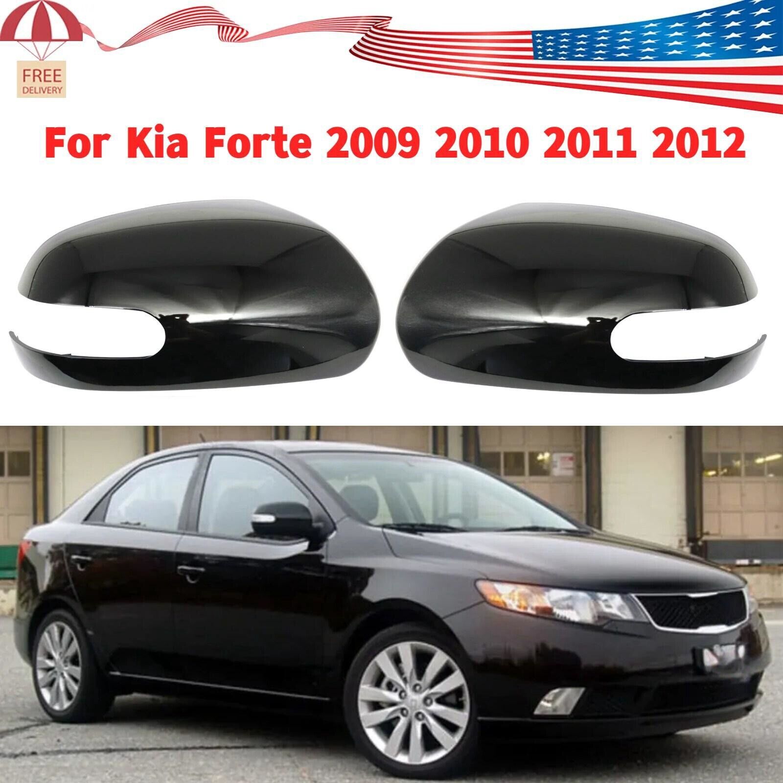 For Kia Forte Glossy Black Side Door Mirror Cover Cap 2009 2010 2011 2012
