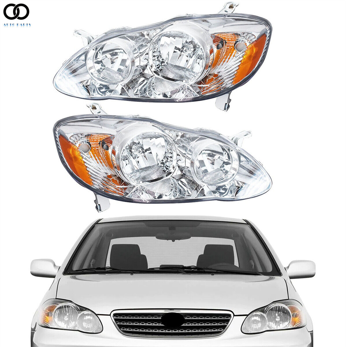 For 2003-2008 Toyota Corolla Clear Replacement Head Lamps Headlights Left+Right