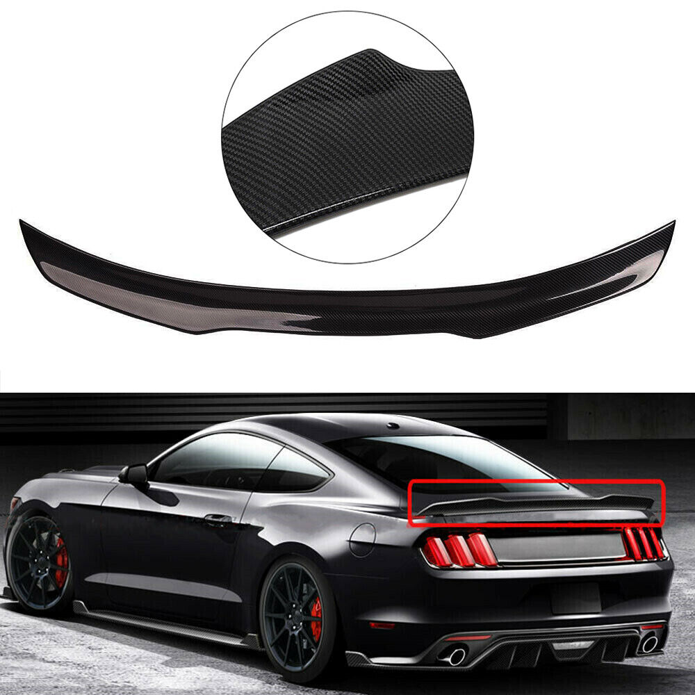 For 2015-2021 Ford Mustang GT H Style Carbon Fiber Look Rear Trunk Spoiler Wing