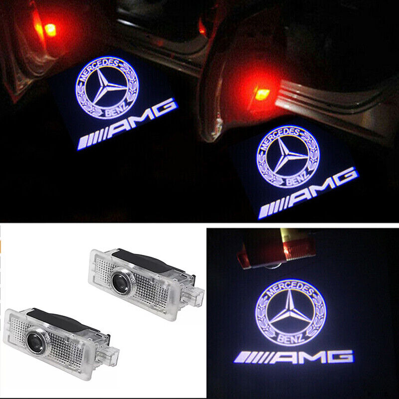 2x HD LED AMG Logo Door Light Projector Emblem HD For Mercedes-Benz CLS CLA C E