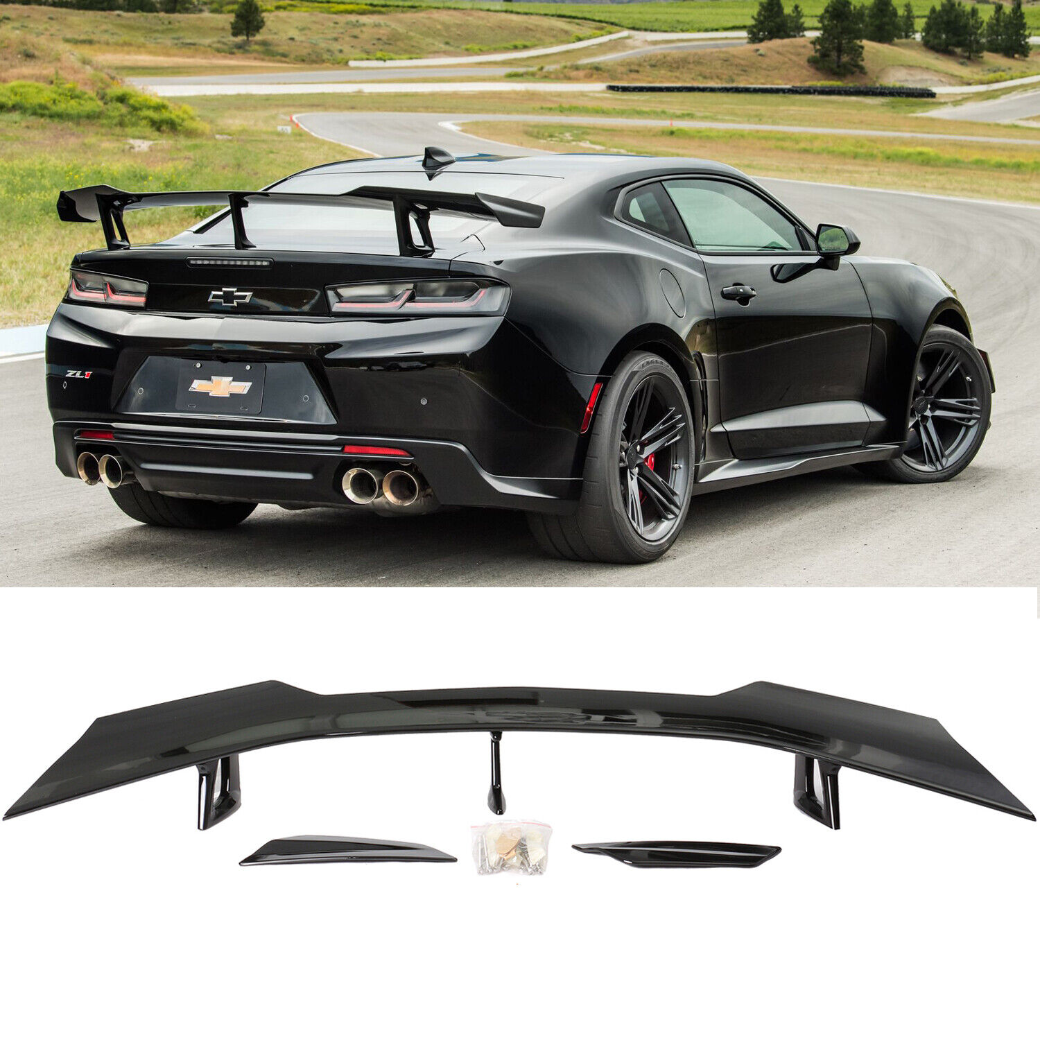 For 2016-2024 Chevy Camaro All Models ZL1 1LE Style Gloss Black Rear Spoiler