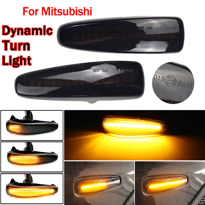2pc Sequential LED Side Marker Blinker Lights for Mitsubishi Lancer Evo X Mirage