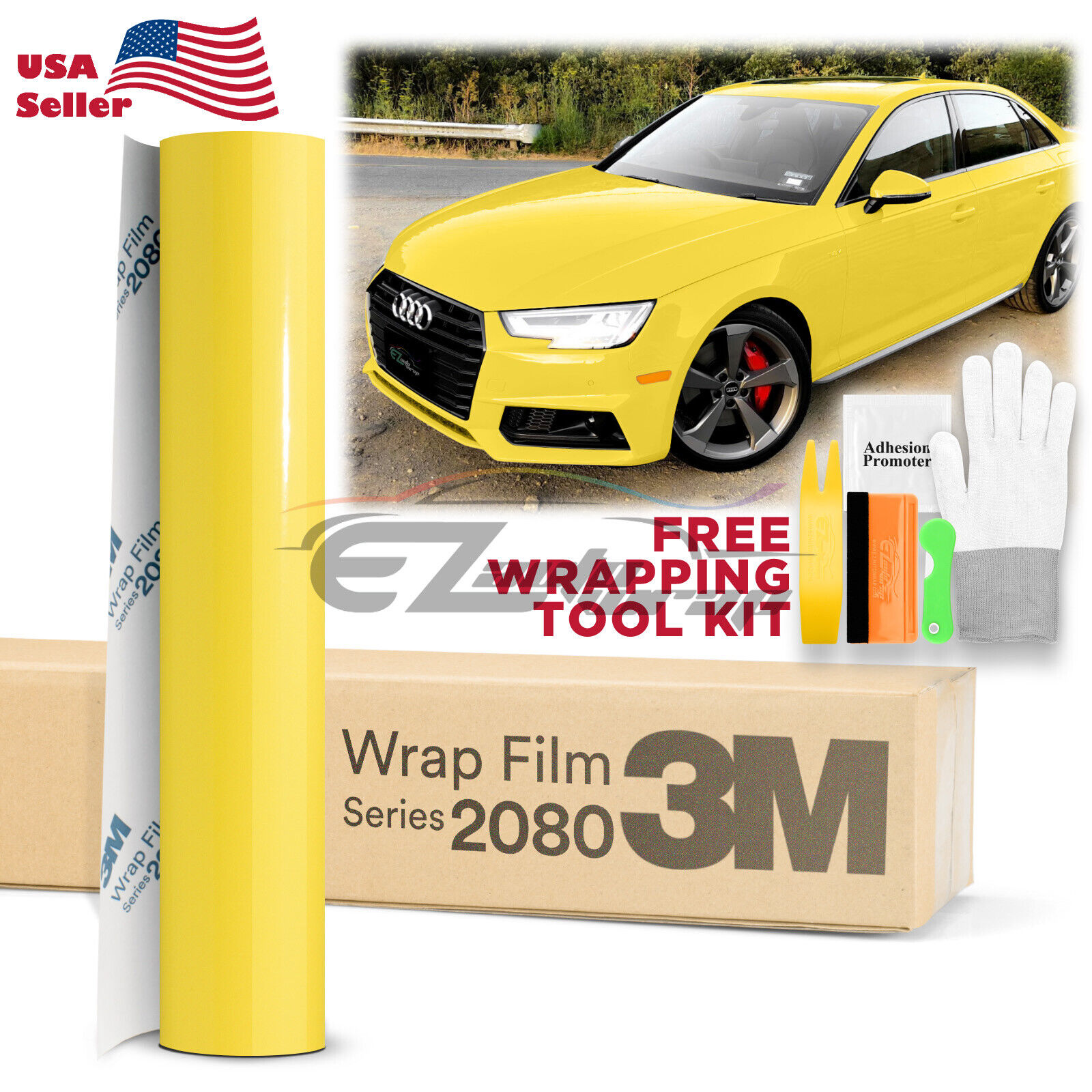 Genuine 3M 2080 G15 Gloss Bright Yellow Vinyl Wrap Vehicle Film Decal Sheet Roll
