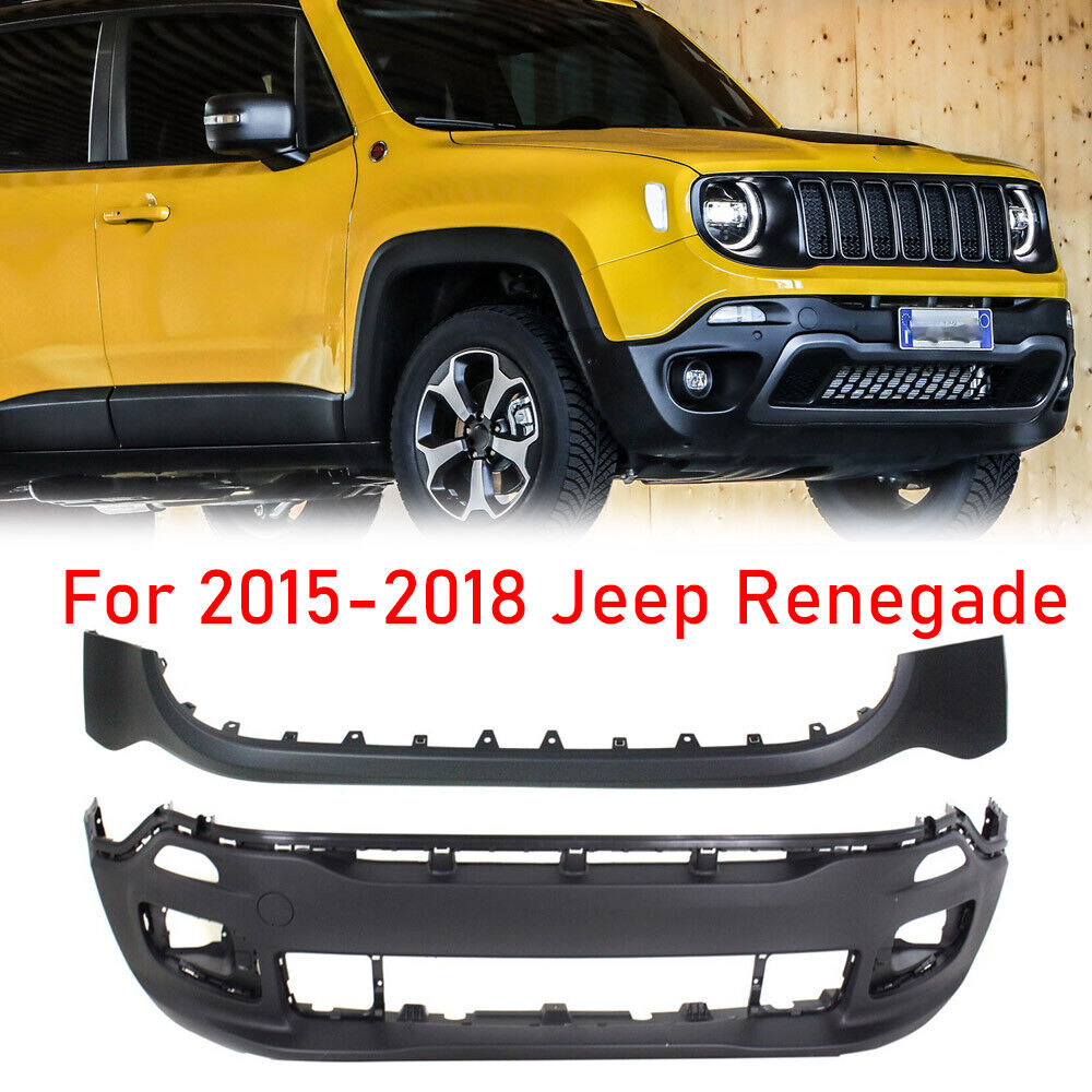 New Bumper Cover For 2015-2018 Jeep Renegade Front Upper & Lower Set of 2