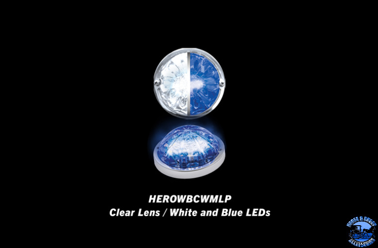ROAD WORKS LOW PROFILE WATERMELON HERO LED MARKER -BLUE WHITE LIGHT / CLEAR LENS