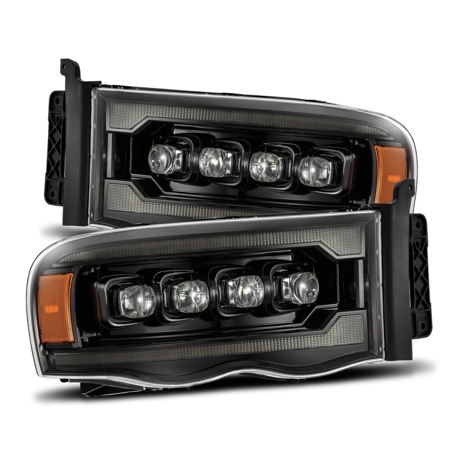 For 03-05 Dodge Ram 1500 Alpha Black LED Projector Headlight Lamp Alpharex NOVA