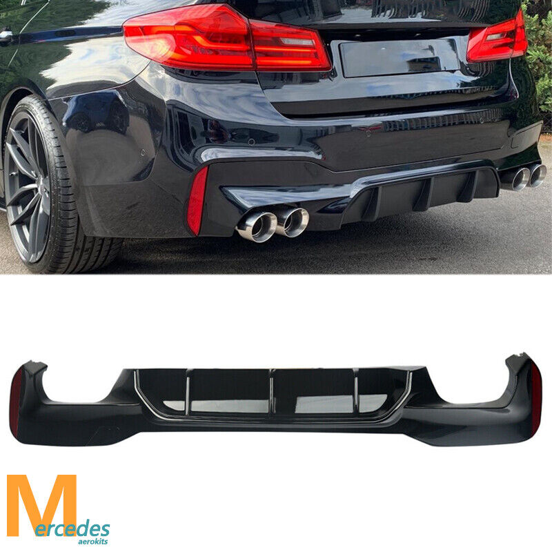 Rear Diffuser Bumper For 2017-2023 BMW 5 Series G30 M5 Style M Sport Gloss Black
