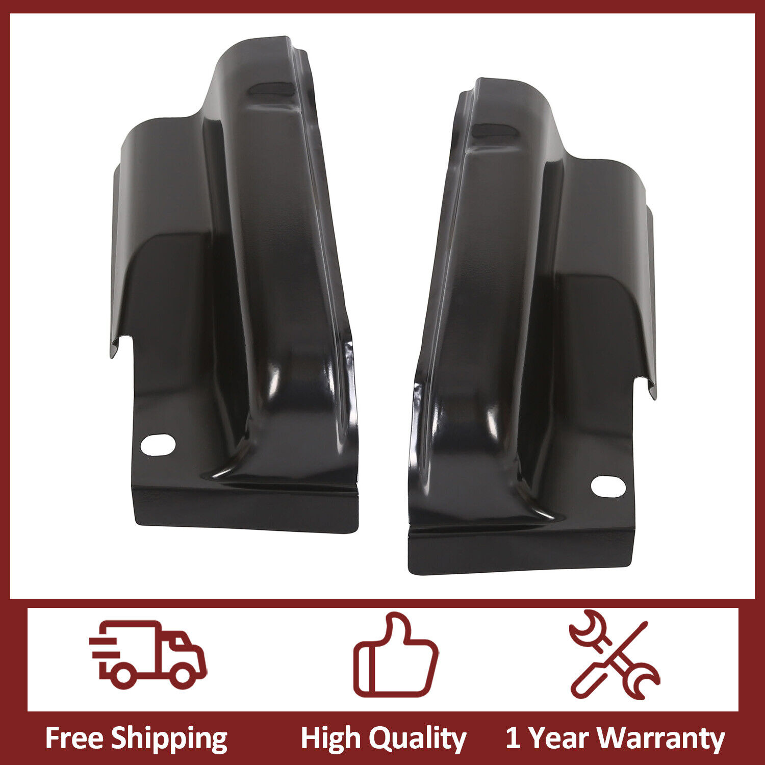 Pair Steel Outer Cab Corners For 2009-2014 Ford F-150 Pickup 4 Door Crew Cab