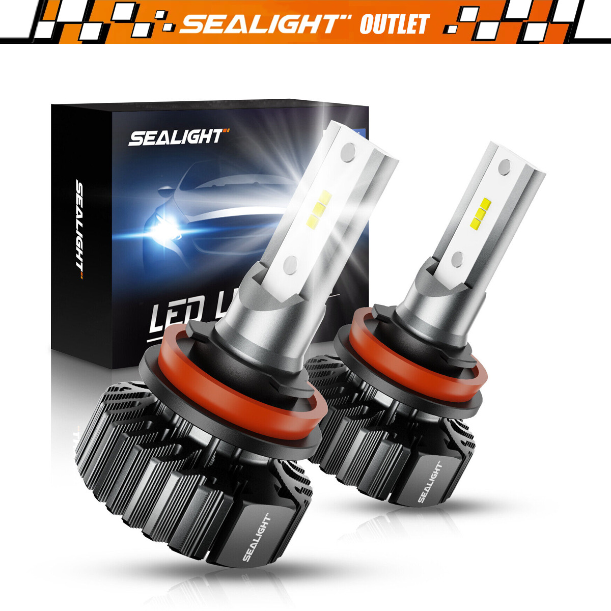 H11 LED Headlight Kit Low Beam Bulbs Super Bright 6000K White 2Pack SEALIGHT 