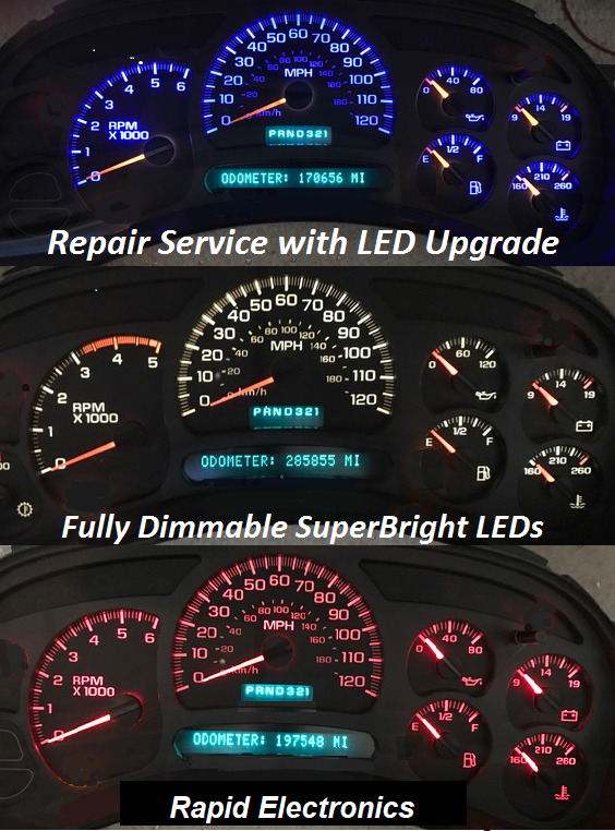 Chevrolet Silverado Tahoe 2003 - 2006 Instrument Gauge Cluster Repair + LEDs