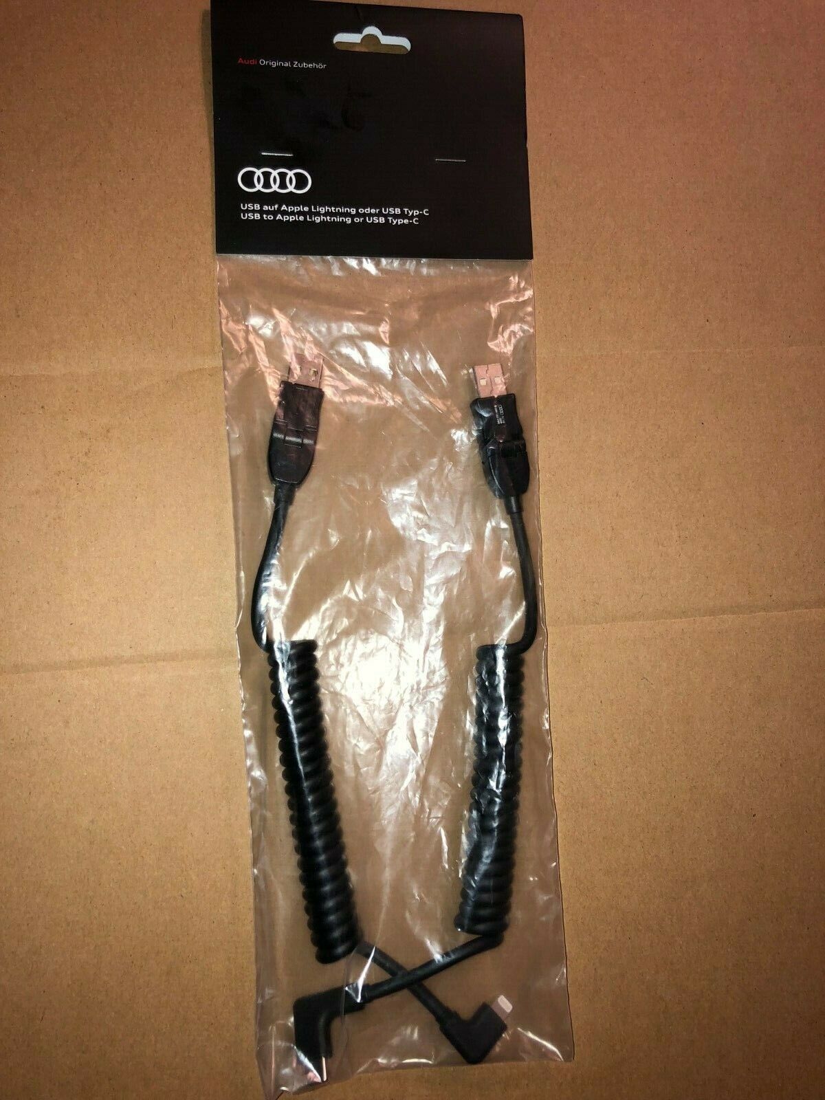 Audi USB to Apple Lightning & USB Type-C Charging Cables - 8S0051435H NEW