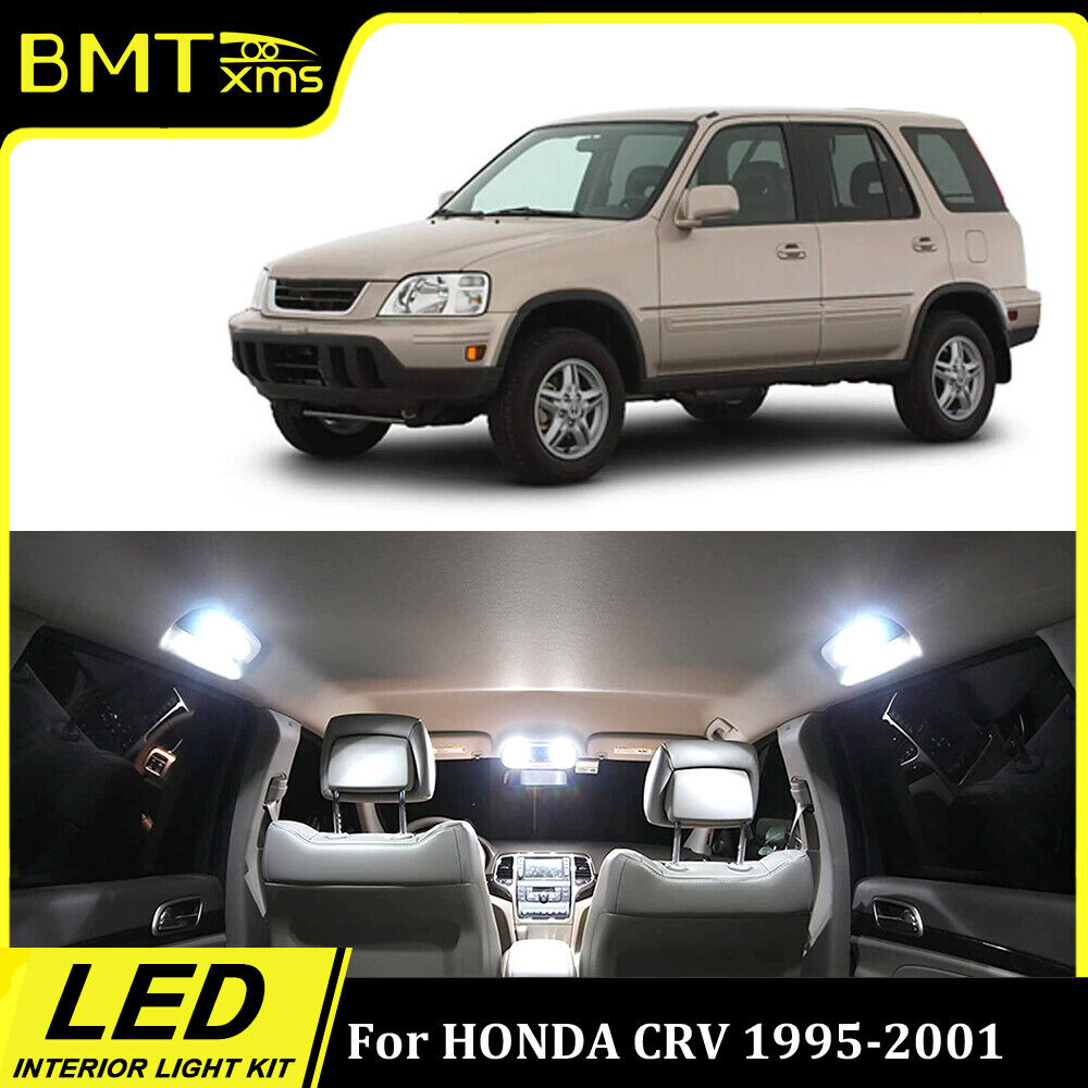 8x White LED Interior Lighting Blubs License plate For HONDA CRV CR-V 1995-2001