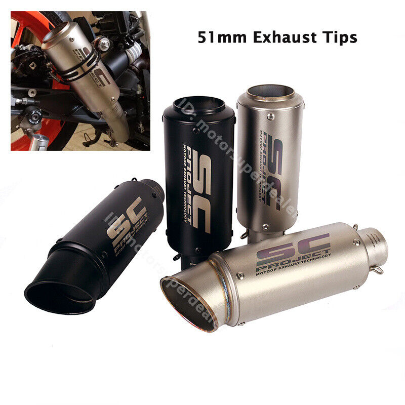 38-51mm Motorcycle Exhaust Tips Short Muffler Tail Pipe Black for ATV Dirt Bike