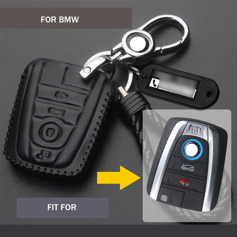 Handmade Leather Car Key Fob Case Cover Holder For BMW i3 i8 series Accessories