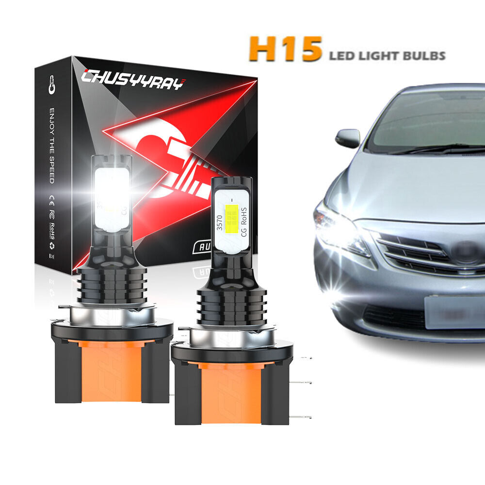 2PCS H15 Led Headlight Bulb Canbus Error Free High Beam DRL CSP 120W LD2261