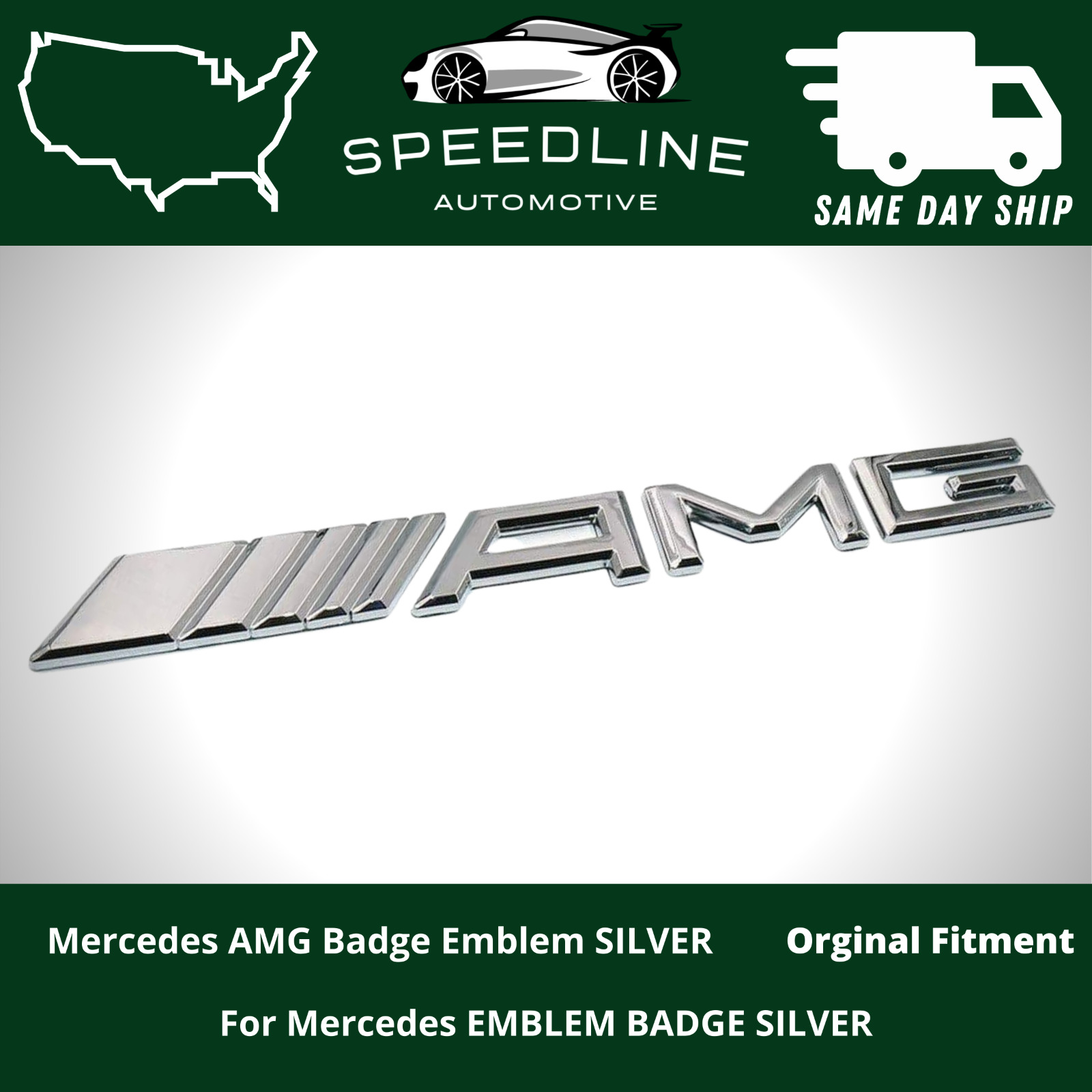 AMG Emblem SILVER CHROME Rear Trunk Letter Logo OEM 3D Badge for Mercedes USA 