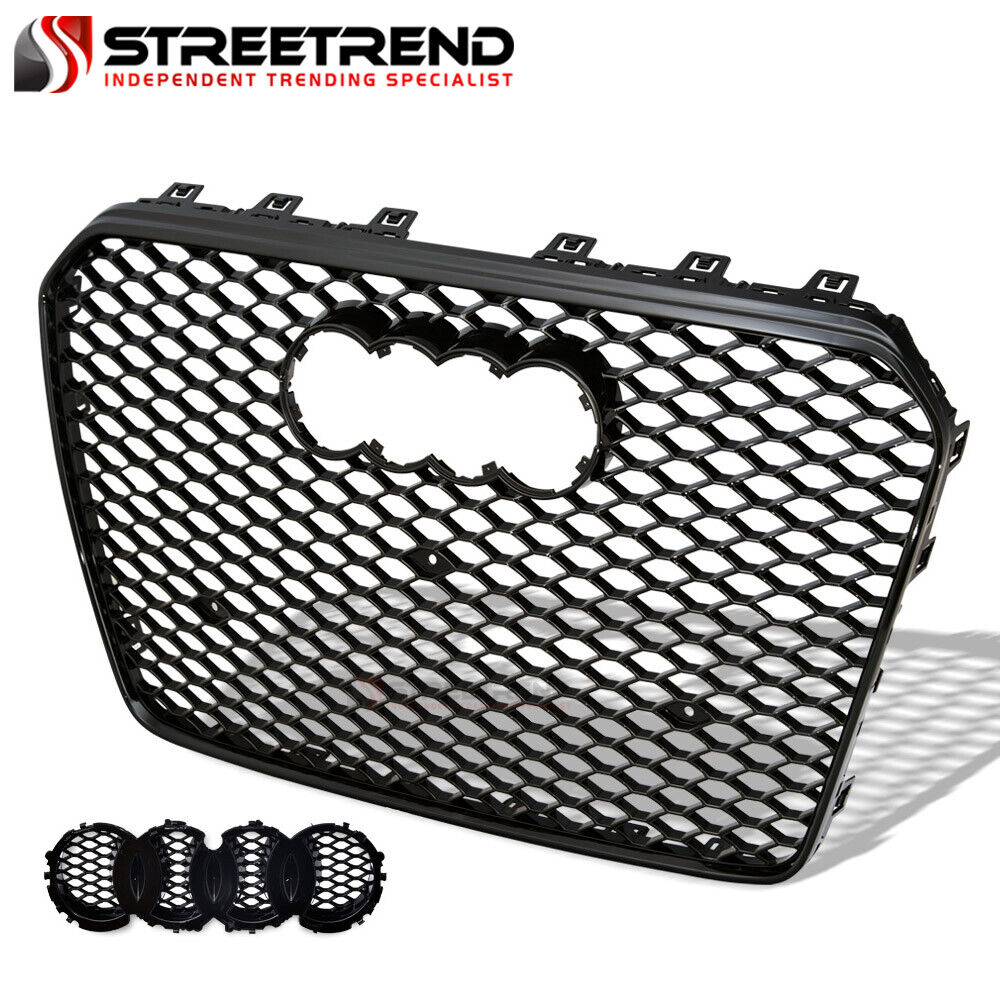 For 2013-2016 Audi A5 S5 B8.5 RS Honeycomb Hex Mesh Front Bumper Grille - Black
