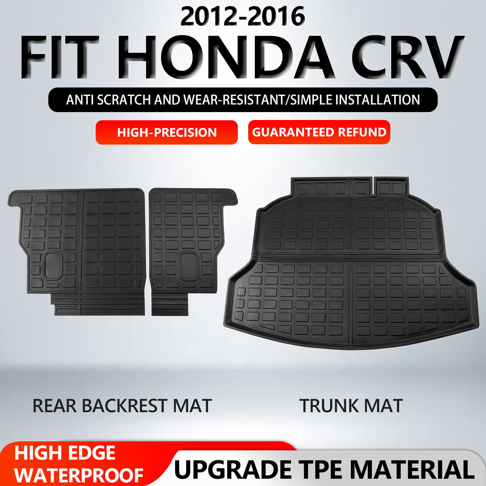 For 2012-2016 Honda CRV Trunk Mats Cargo Liners Backrest Mats TPE Accessories