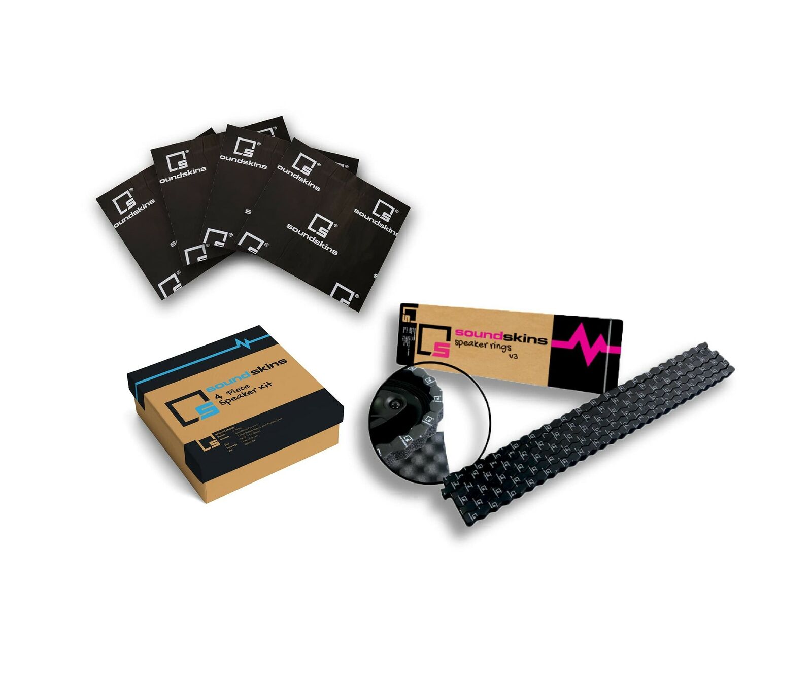 SoundSkins Universal 4 Speaker Sound Enhancer Kit 4 Pro Sound Damping/Proofin...