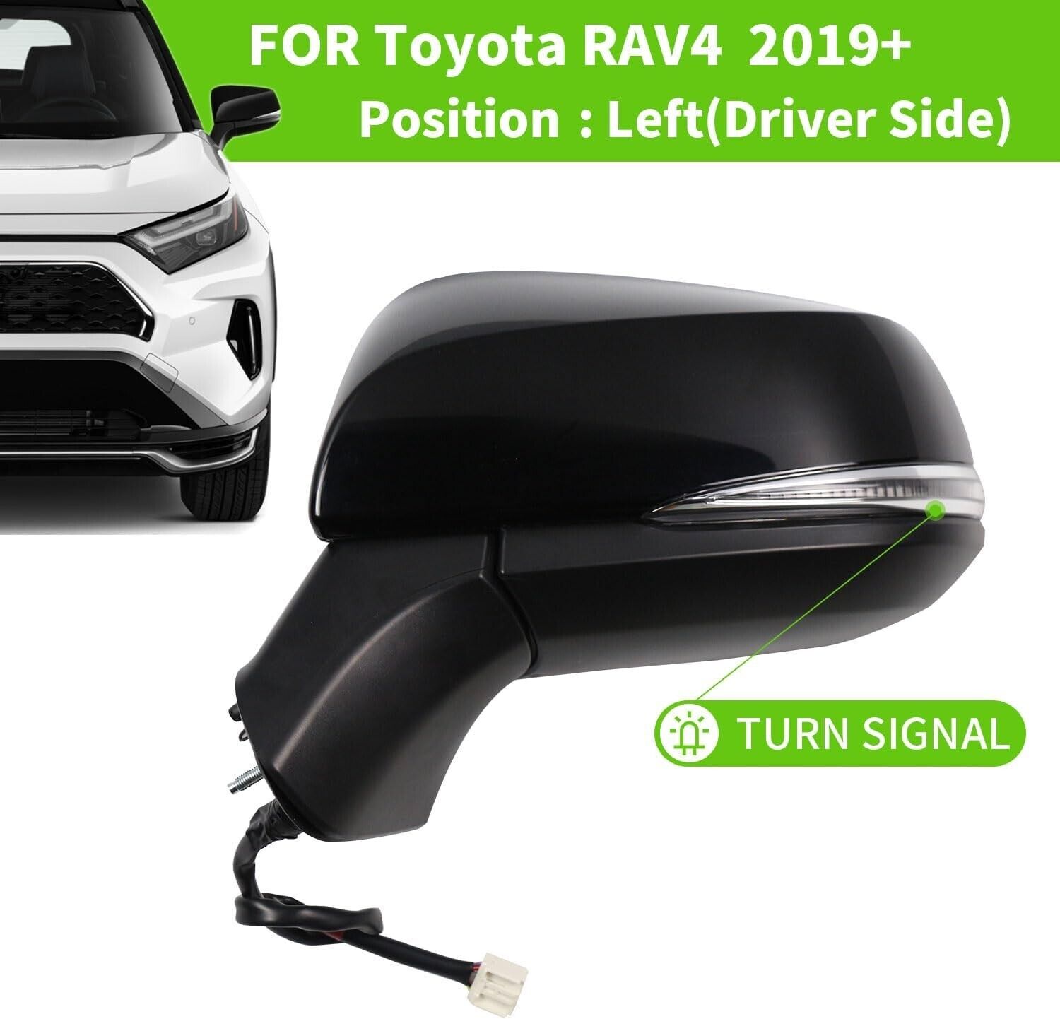 Car Side Mirror for 2019-2023 Toyota RAV4 With BSM Left Power Heated Turn Lamp