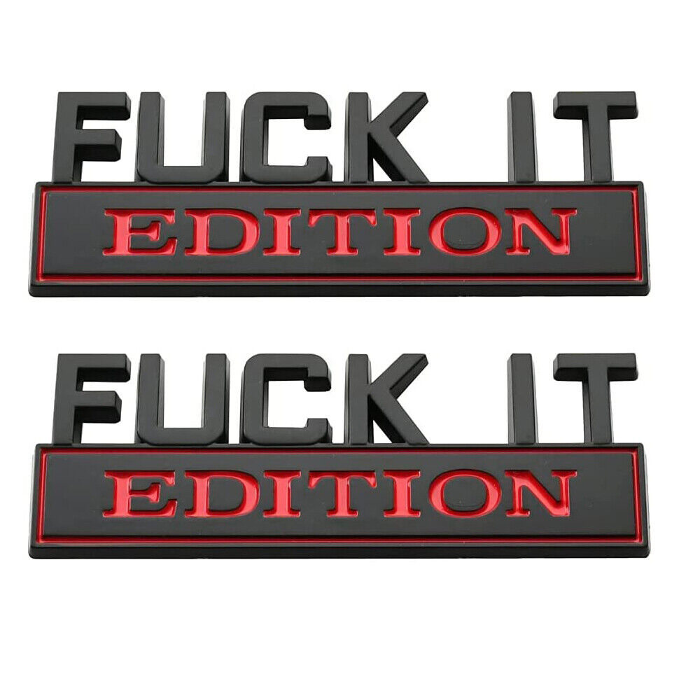 2X FUCK-IT EDITION Emblem Badge Decal Sticker Black&Red For All Chevy Car Truck