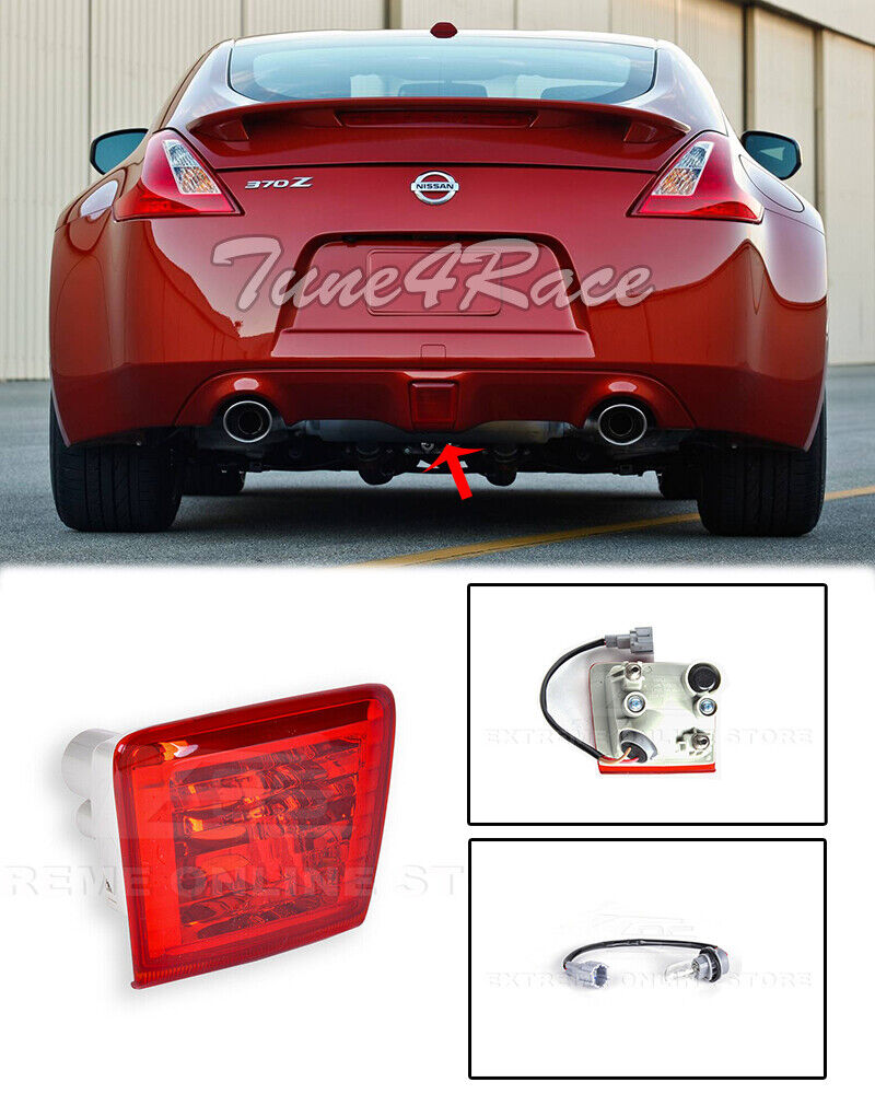 For 09-Up Nissan 370Z Z34 Rear Fog Light Tail Brake Lamps JDM Crystal Red Lens