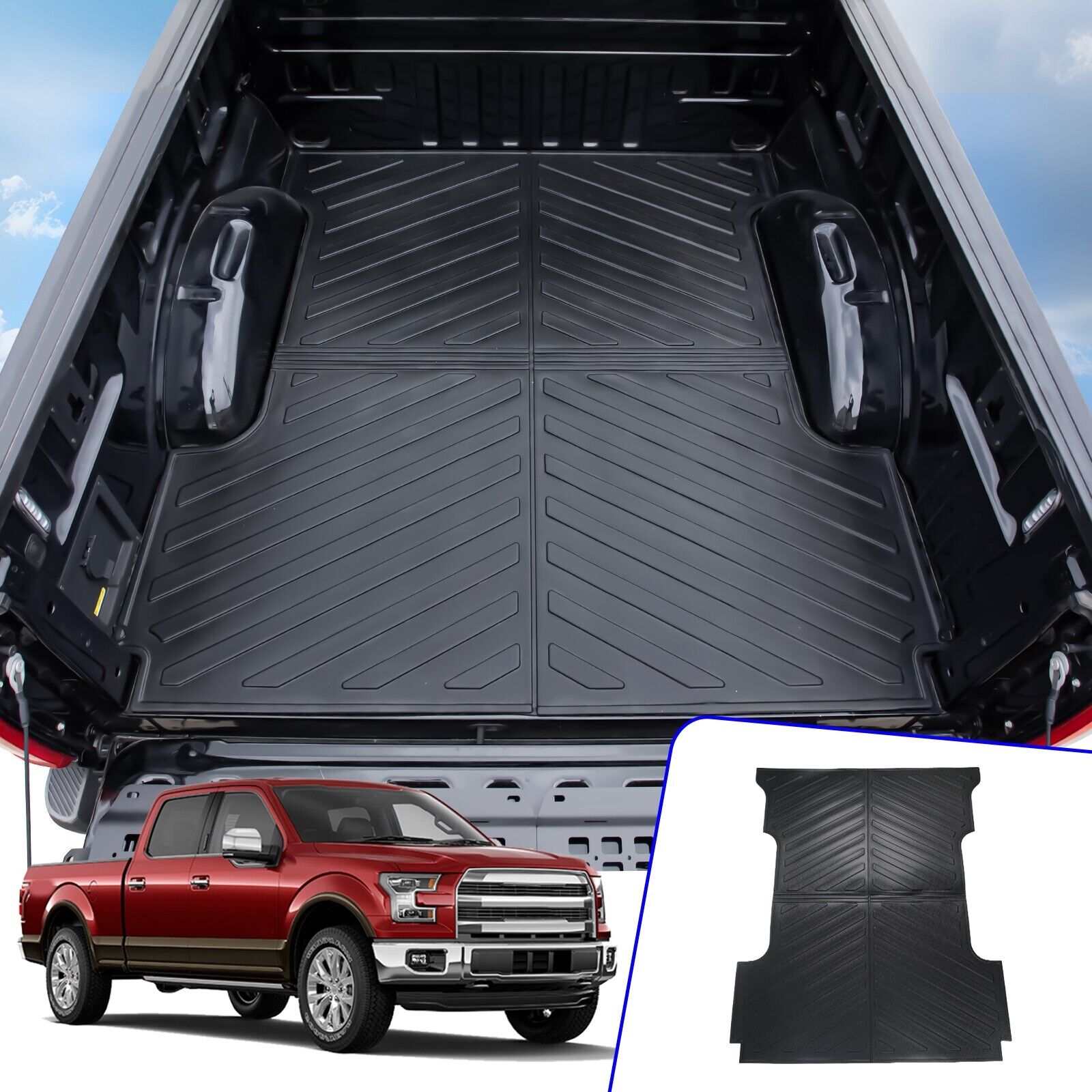 Fit 2015-2024 Ford F150 Truck Bed Mat 6.5 FT Trunk Mat Long Bed Line Accessories