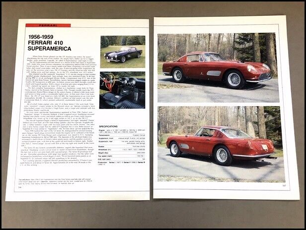 Ferrari 410 Superamerica Car Review Print Article with Specs 1956 1957 1958 P166