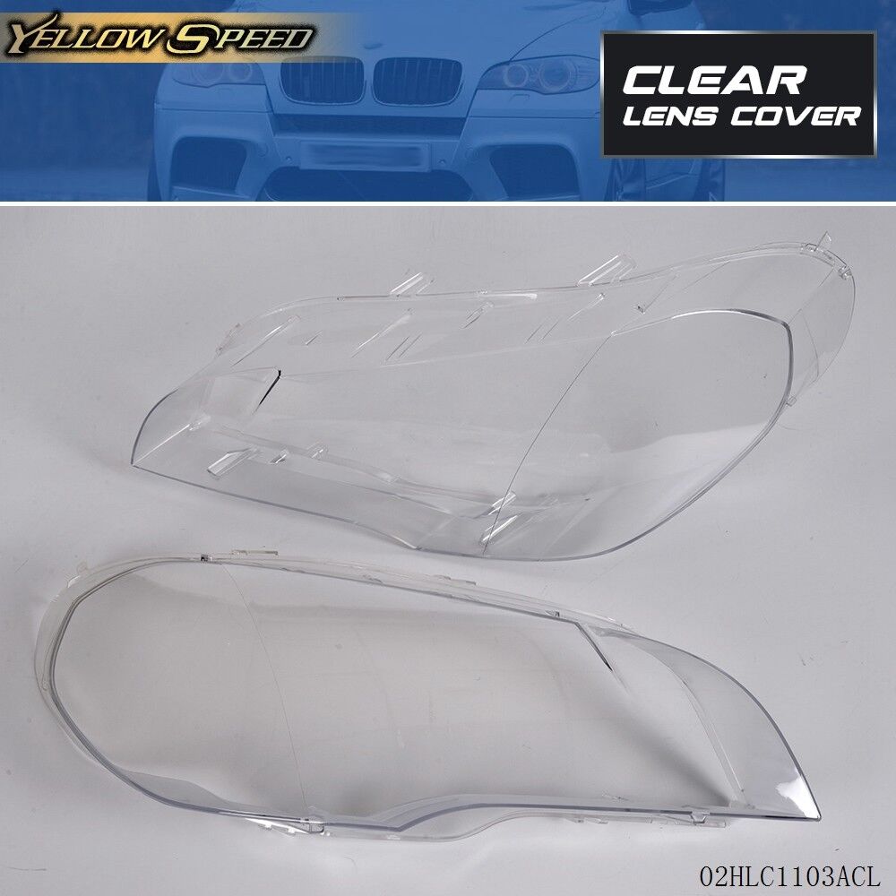 Fit For BMW X5 E70 2007-2012 08 09 4-Door Left & Right Side Headlight Lens Cover