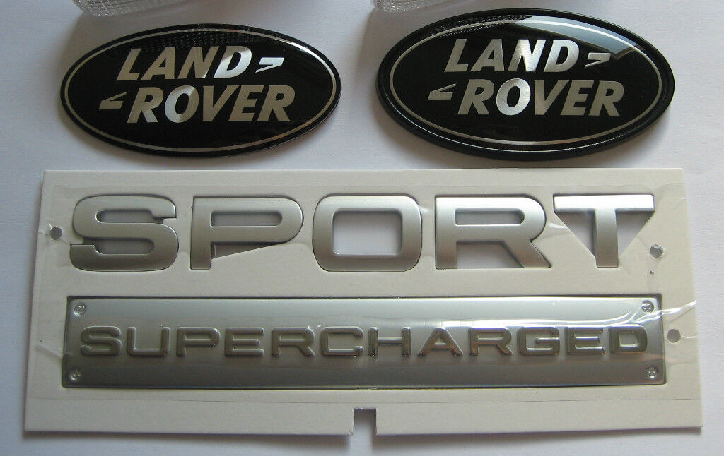 Range Rover Sport Supercharged Tailgate Badge Emblem + Black Logo Ovals Kit