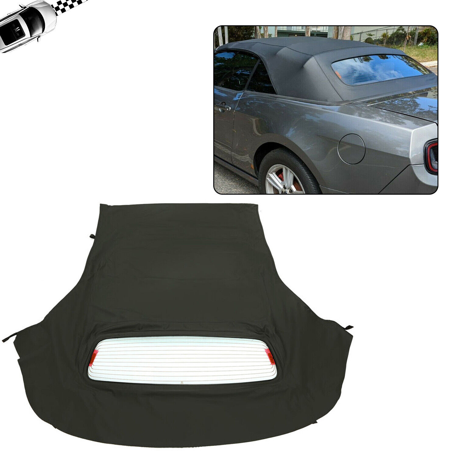 Fits 05-14 Ford Mustang Convertible Soft Top and Heated Glass Window Sailcloth
