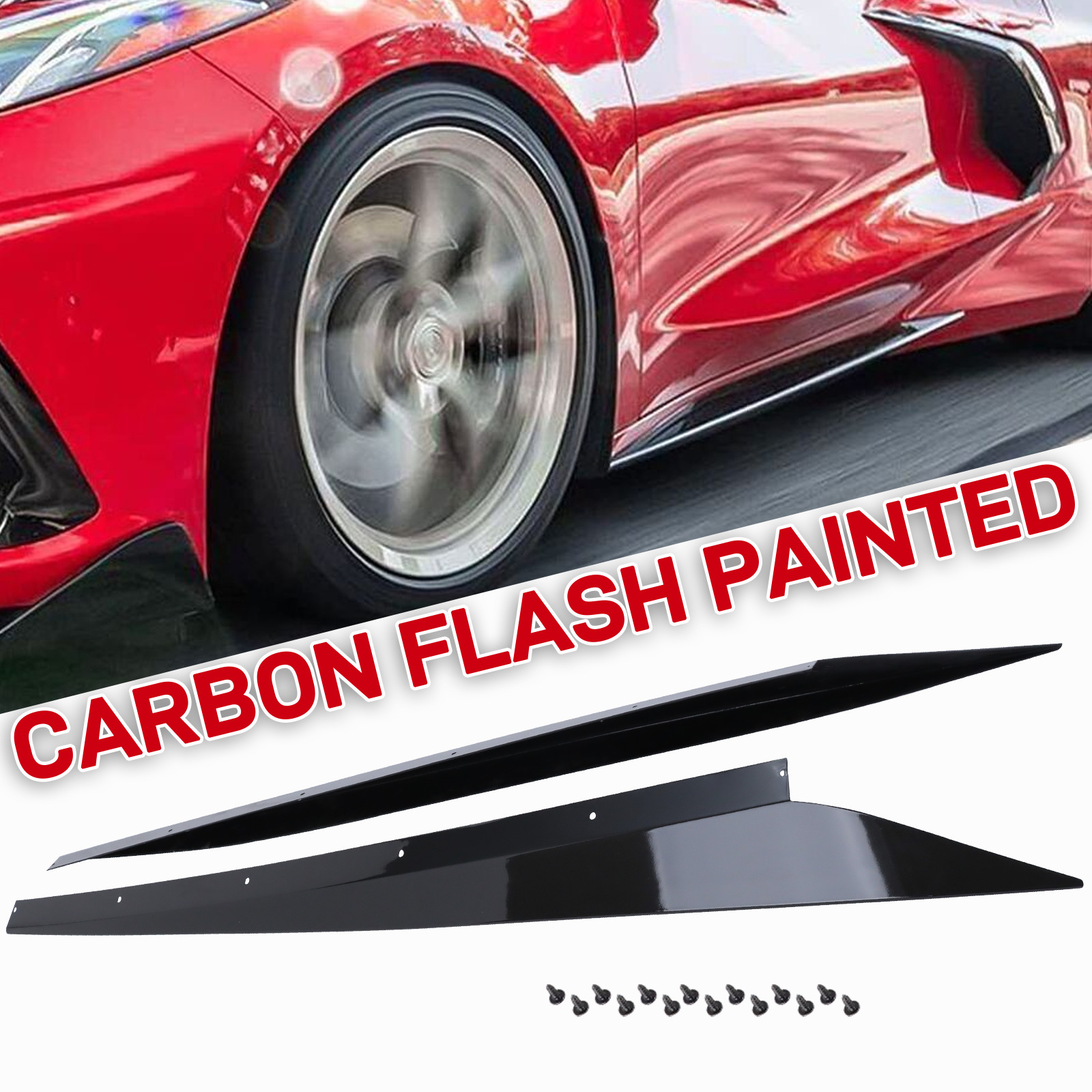 CARBON FLASH Side Skirts For Corvette C8 Rocker Panel GM Z51 Style ABS 20-2023