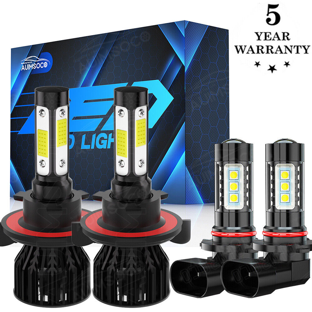 For 2004-2014 Ford F-150 LED Front Headlight Hi/Lo Kit Fog Light Bulbs 6000K 4x
