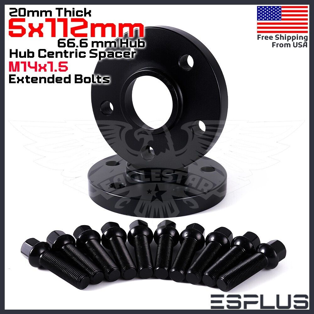 2x 20 mm Audi 5x112 66.6mm Hub Centric Spacer Fit Latest A/Q/R/RS/S/SQ -Series