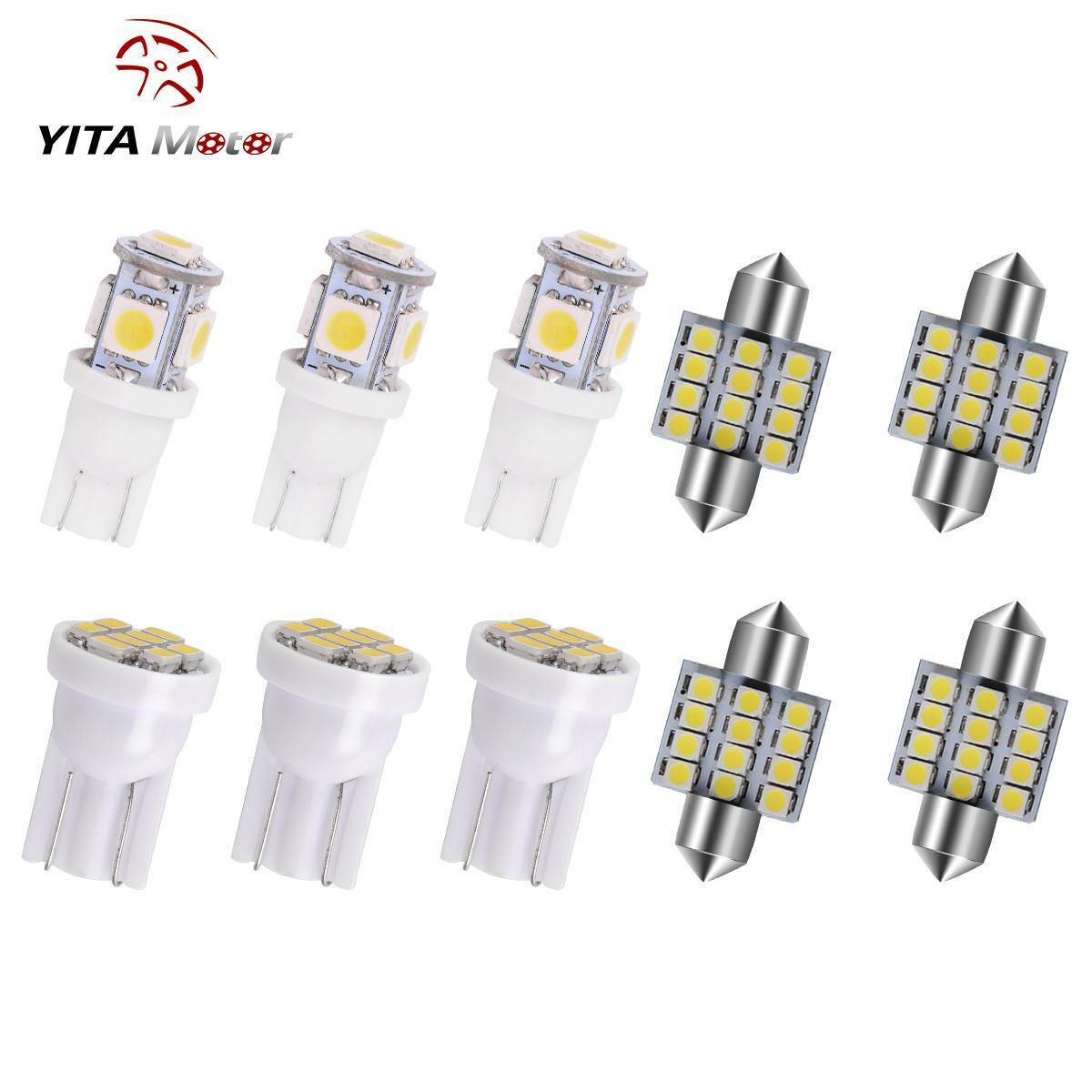 YITAMOTOR White T10 31mm LED Interior Package Kit Map Dome License Light Bulbs