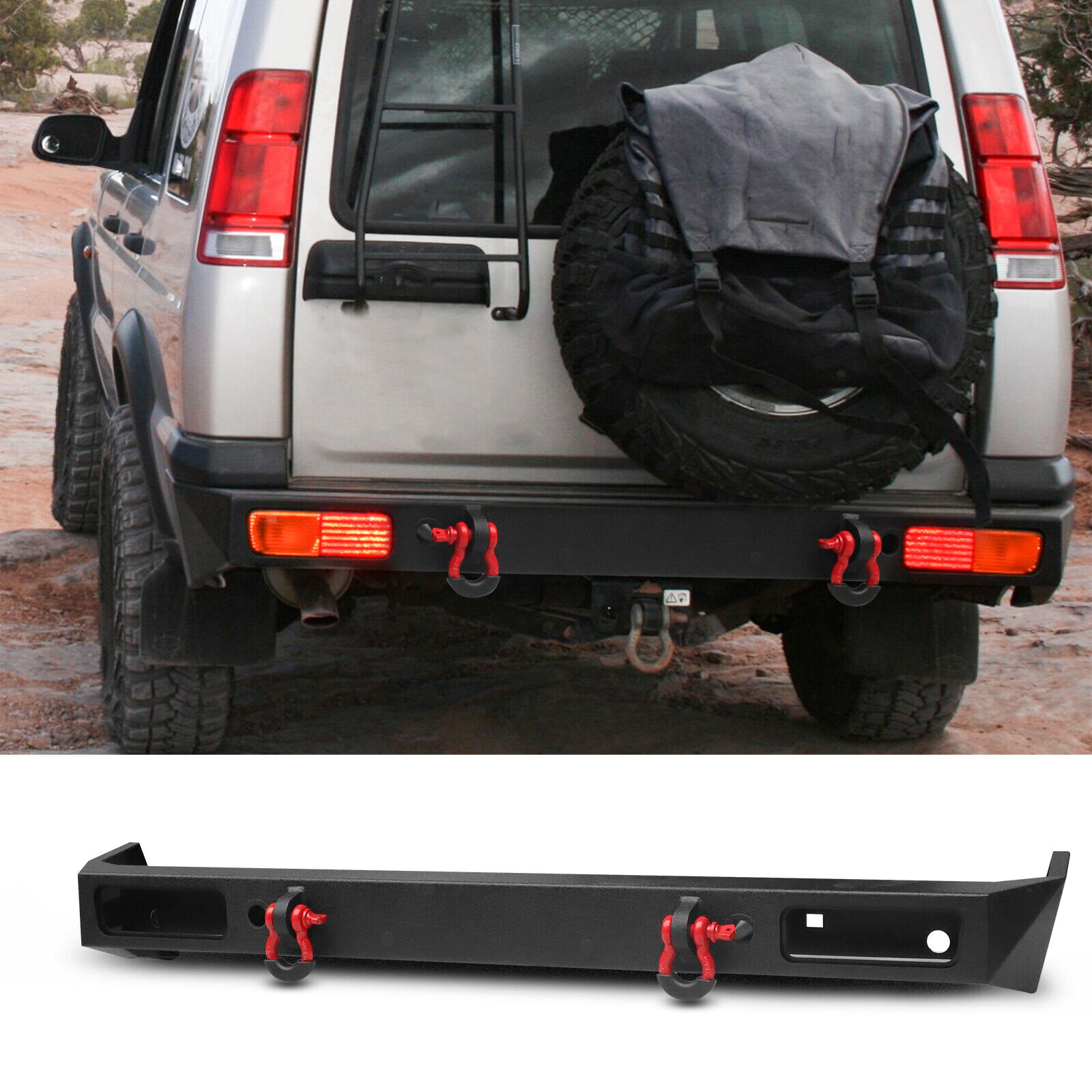 Rear Bumper W/ D-Rings for 1999 2000 2001 2002 2003 2004 Land Rover Discovery 2