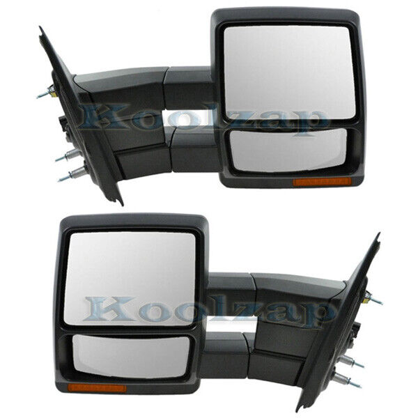 For 07-14 F150 Telescopic Tow Mirror Power Heated w/Signal, Puddle Lamp PAIR SET