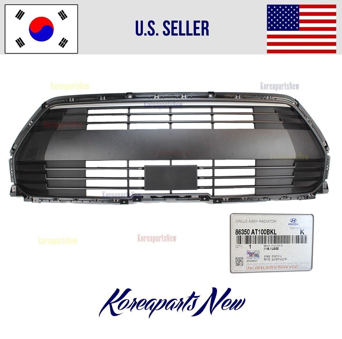 Front Bumper Grille Black 86350AT100 W/O Sensor TEXTURE ⭐OEM⭐ Kia Niro 2023-2024