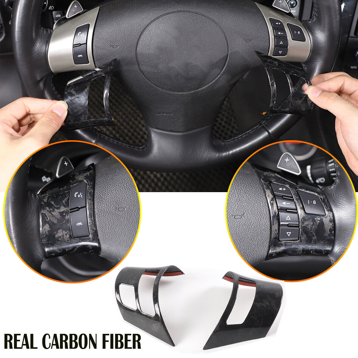 Forged Real Carbon Fiber Steering Wheel Button Trim Frame For Corvette C6 05-13